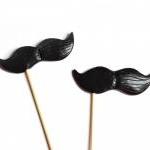 Black Mustache On A Stick Set Of 2 - Ironic Gift..