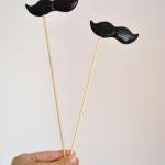 Black Mustache On A Stick Set Of 2 - Ironic Gift..