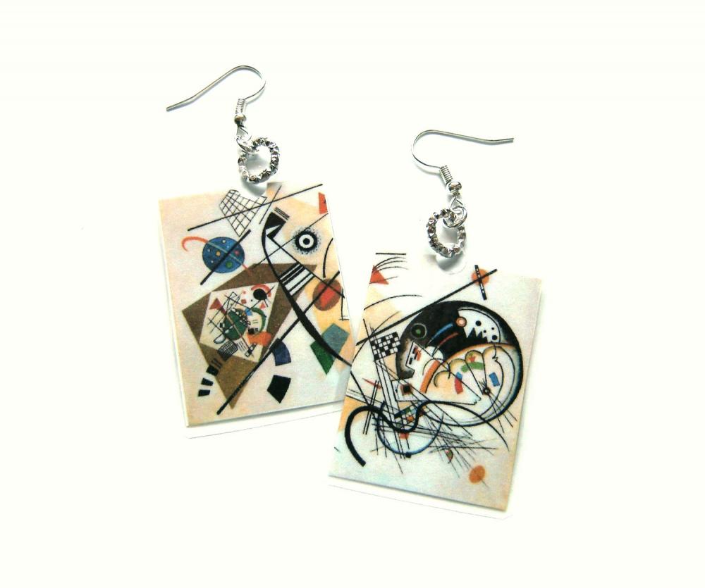 Kandinskij Abstract Laminated Earrings For Art Lovers