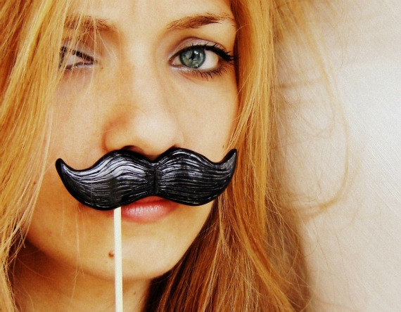 Single Black Mustache On A Stick - Ironic Gift Idea