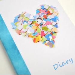 Heart Diary - Handmade Bound Journal, 144 Pages
